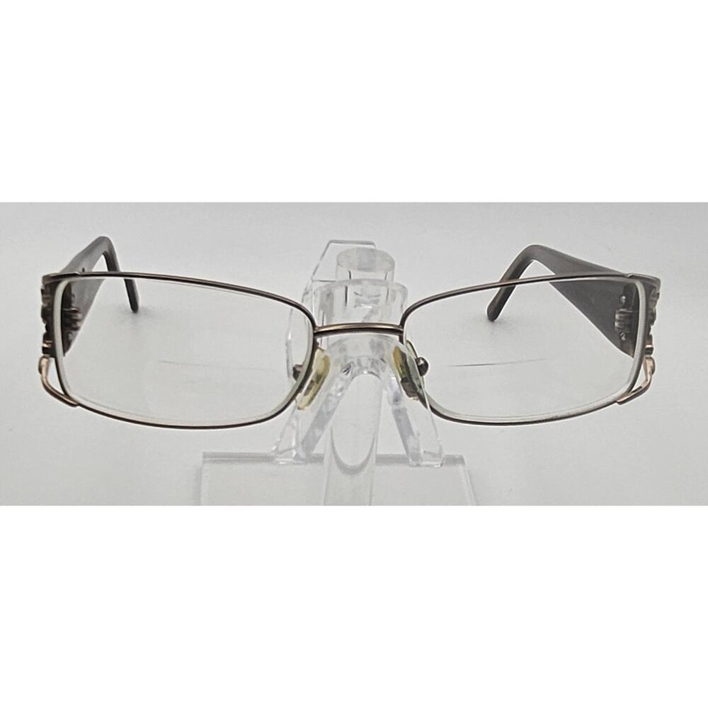 Luxe Eyeglass Frames Brown Gold Crystal Accent Hinges 53-17-135 Full Rim K8 - Picture 2 of 14